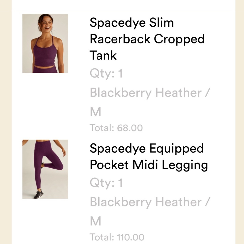 Beyond Yoga Set in Blackberry Heather (size M)